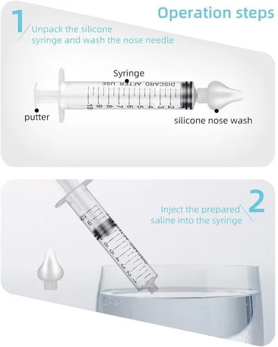 Miniatura 5 de Aspirador nasal de silicona para bebé, irrigador nasal de jeringa, irrigador nasal de 0.3 fl oz, limpiador de nariz portátil para bebés, limpiador