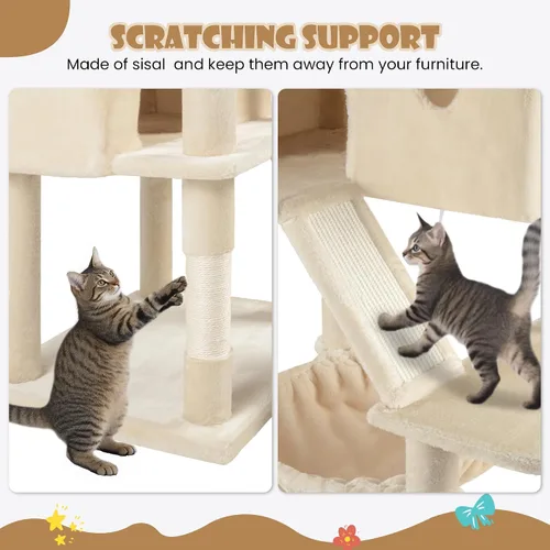 Miniatura 7 de SHA CERLIN Torre de árbol para gatos de varios niveles de 81 pulgadas de alto para gatitos de interior/muebles de condominio para gatos más grandes