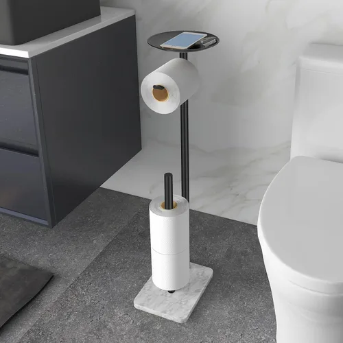 Miniatura 11 de FEILERN Soporte de papel higiénico para baño, dispensador de rollos de papel higiénico, 4 rollos de reserva, con estante superior de almacenamiento