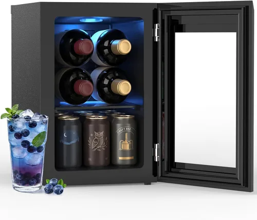 Electactic Mini nevera para 24 latas, refrigerador de bebidas de 0.6 pies cúbicos con control digital de temperatura, dispensador de bebidas