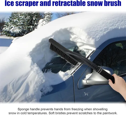 Miniatura 6 de Dickno Rascador de nieve y cepillo para coche de 24 pulgadas, rascador de hielo sin rayones desmontable con agarre de espuma ergonómico, herramienta