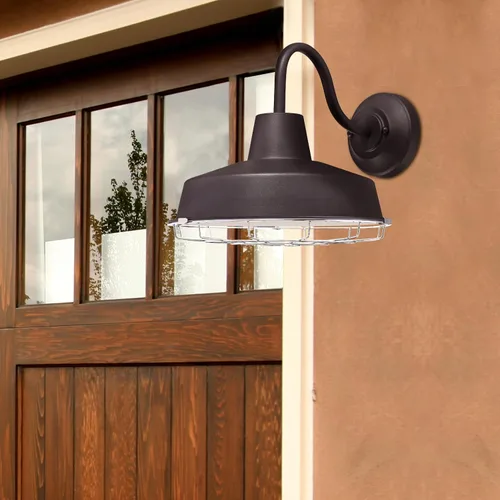 Miniatura 3 de Westinghouse 6204700 Academy - Accesorio de pared LED para exteriores, acabado negro texturizado con jaula cromada