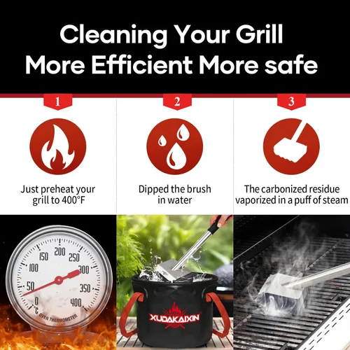 Miniatura 3 de XUDAKAIXIN Cepillo de parrilla de vapor sin cerdas, [Ultra seguro y eficiente] Limpiador de parrilla para parrilla al aire libre, cabezal