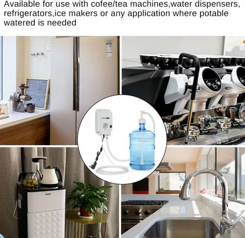 Miniatura 6 de TDRRICH Sistema de bomba de dispensación de agua embotellada de un solo tubo para refrigerador, bomba de agua eléctrica para cafetera, 5 galones, 25