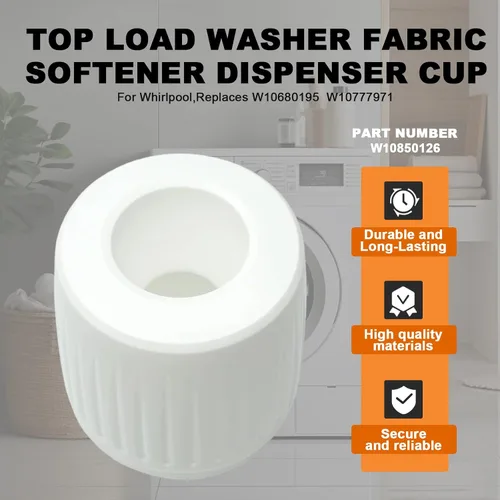 Miniatura 3 de Taza dispensadora de suavizante de tela para lavadora de carga superior apta para Whirlpool Reemplazar W10850126 W10680195 W10777971, dispensador