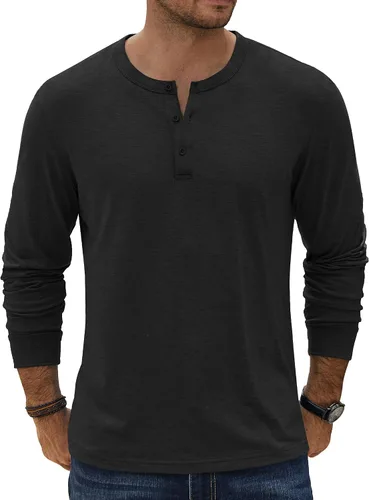 Miniatura 20 de COOFANDY Camiseta Henley de Manga Larga para Hombre Camisas Pullover Casuales Ligeras Camisetas Básicas Suaves Elásticas Tops de Otoño
