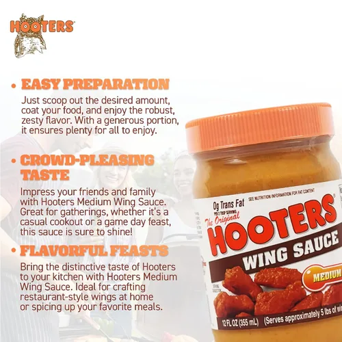Miniatura 6 de La Salsa de Ala Media de The Original Hooters - Sabor Versátil de Calidad de Restaurante - Ideal para Alas de Pollo, Costillas y Mariscos