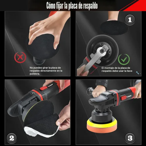 Miniatura 3 de AOBEN Pulidora de búfer para automóvil de 6 pulgadas, pulidora de doble acción, kit de pulidora de búfer aleatoria con 6 velocidades variables