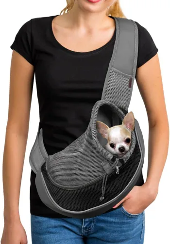 YUDODO Transportador de mascotas para perros y gatos pequeños - Transportador de cachorros manos libres con gancho de seguridad, bolsillo grande con