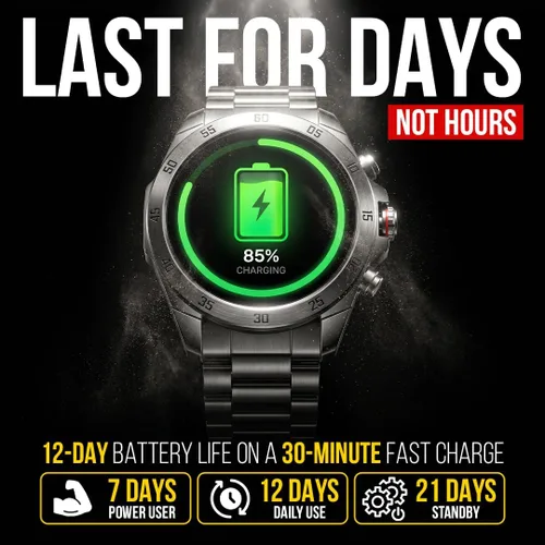 Miniatura 5 de ALPHAGEAR Commander - Reloj inteligente militar táctico para hombre, batería de 12 días, pantalla AMOLED, llamadas Bluetooth