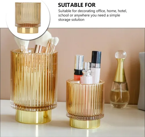 Miniatura 7 de Thickened Amber Glass Makeup Brush Holder Large Pen and Cosmetic Organizer for Vanity Desktop Storage