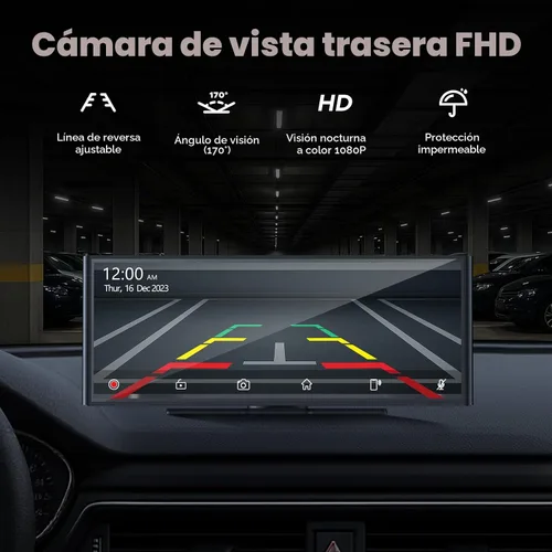 Miniatura 6 de Volam Pantalla Carplay de 9.26 pulgadas para automóvil con cámara de tablero 4K, compatible con Apple Carplay y Android Auto, Carplay con cámara