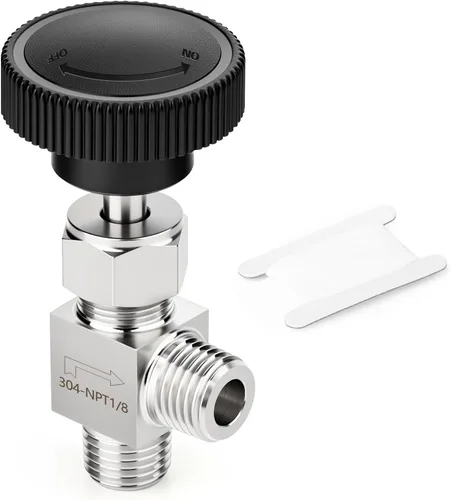 Miniatura 9 de TAISHER 1 pieza Válvula de aguja recta de acero inoxidable 304 1/2" NPT macho x 1/2" NPT hembra para control de flujo de agua, gas, aceite con rosca