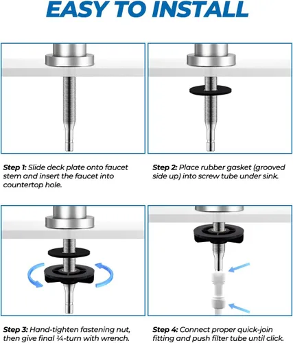 Miniatura 7 de WEWE Grifo de agua potable, grifo de filtro de agua de cocina sin plomo para ósmosis inversa o sistema de filtración de agua, grifo RO, níquel