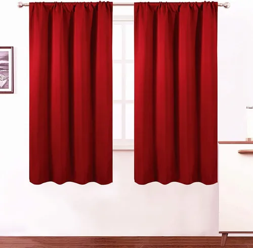 Miniatura 145 de LEMOMO Cortinas opacas negras para cocina, 42 x 45 pulgadas, juego de 2 paneles de cortinas opacas con bolsillo para cortinero para ventana pequeña