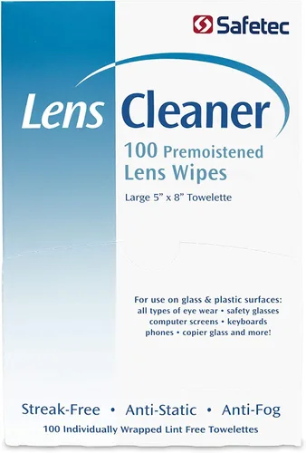 Miniatura 2 de Safetec Toallitas de limpieza para lentes y anteojos, toallitas prehumedecidas (paquete de 2 cajas de 100 unidades, 200 paños de limpieza)