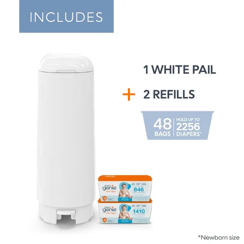 Miniatura 2 de Diaper Genie Juego de regalo exclusivo Incluye recarga fácil de rollo con 48 bolsas Capacidad para hasta 2256 pañales para recién nacidos