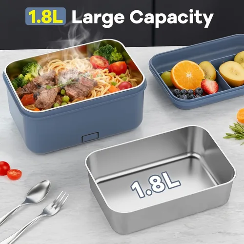 Miniatura 4 de Monteka Fiambrera eléctrica inalámbrica para adultos, calentador de alimentos portátil recargable de 1.8L, lonchera calentada, regalos de elefante