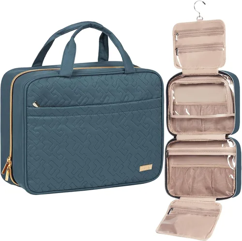 Miniatura 19 de NISHEL Neceser de viaje para mujer, organizador colgante y portátil para champú de tamaño completo, acondicionador, juego de cepillos y accesorios
