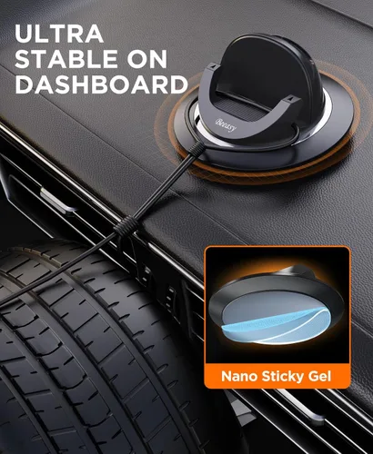 Miniatura 2 de Beeasy Soporte de teléfono celular para salpicadero de automóvil, soporte de teléfono con silicona giratoria de 360°, antideslizante, soporte