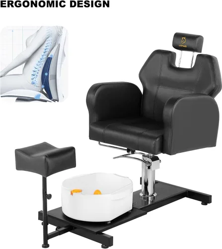 Miniatura 8 de Silla de pedicura con baño de pies de masaje de burbujas, para tecnología de uñas y baño de pies, silla de pedicura sin fontanería, rotación