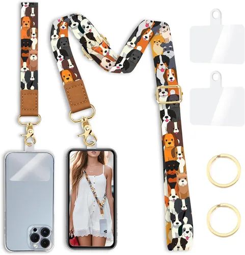 Miniatura 31 de Cordón cruzado para teléfono celular con correa para la muñeca, diseño de flores, para colgar alrededor del cuello, correa floral ajustable