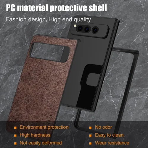 Miniatura 4 de Funda para Google Pixel Fold de cuero de alta calidad, diseño retro, funda protectora completa para Google Pixel Fold 5G (café)