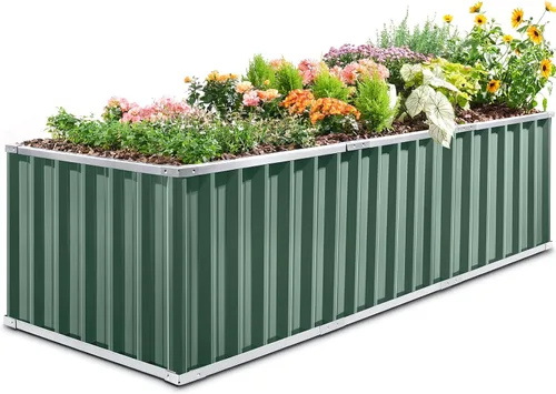 Miniatura 16 de King Bird - Cama de jardín elevada de 68 x 36 x 12 pulgadas, kit de caja de maceta de metal de acero galvanizado para jardín al aire libre, con 2