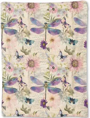 Miniatura 16 de Manta Bonita de Conejo - Adorable Manta de Forro Polar de Conejo con Diseño Floral en Lavanda Pastel, Regalos para Niños y Niñas, Suave y Cálida