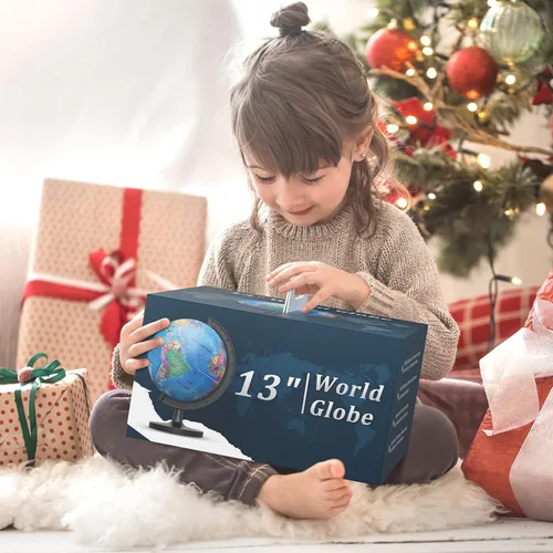 Miniatura 2 de Globo de 33 cm para niños y adultos, globo mundial interactivo para niños con base estable de metal pesado, superficie HD impermeable y escribible