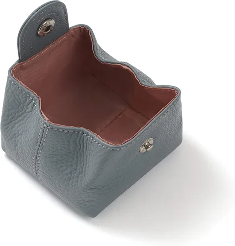Miniatura 100 de Cockatoo Monedero de cuero genuino para cambio, mini billetera con bolsillo a presión para hombres y mujeres, Rojo (Aurora Red), Casual