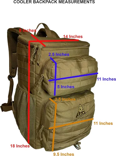 Miniatura 5 de Mochila enfriadora, táctica, aislada. Resistente, extra grande, a prueba de fugas para senderismo, camping, playa. Bono, herramienta multiusos
