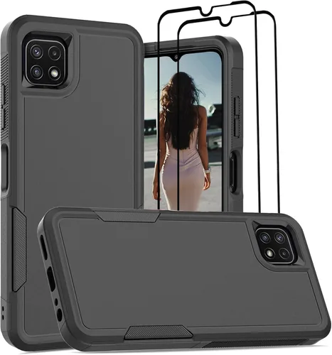 Miniatura 267 de Jeylly Compatible con Samsung Galaxy A22 5G Funda, Funda Samsung A22 5G con 2pcs protectores de pantalla de vidrio templado
