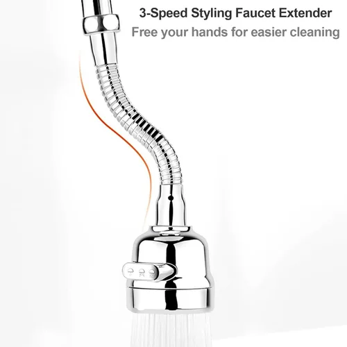 Miniatura 5 de Accesorio de rociador de llave, cabezal de llave de cocina de repuesto giratorio de 360° extensor de llave de 3 velocidades con adaptador universal