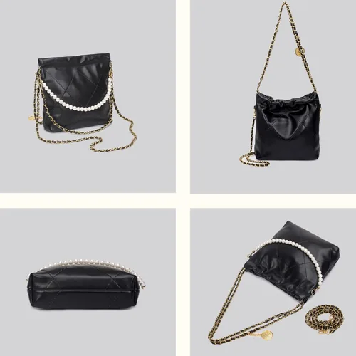 Miniatura 6 de Bolso tote acolchado para mujer, bolso de hombro de lujo estilo hobo cruzado, bolso de mano con cadena de diseño, bolso de trabajo de cuero, grande