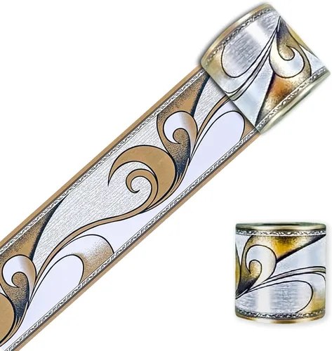 Miniatura 11 de Papel tapiz autoadhesivo para despegar y pegar, diseño moderno abstracto dorado/marrón/blanco extraíble para pared, bordes decorativos para techo