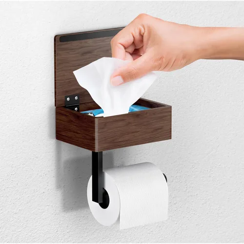 Miniatura 22 de Day Moon™ Soporte de pared para papel higiénico blanco mate, soporte giratorio moderno para rollo de papel higiénico