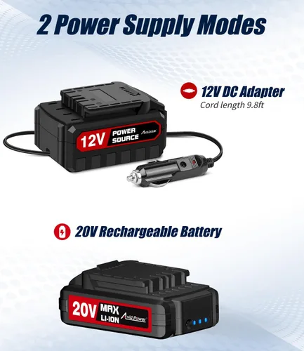 Miniatura 3 de AVID POWER Inflador de neumáticos, compresor de aire portátil, bomba de neumáticos inalámbrica de 20 V, bomba de aire recargable para neumáticos