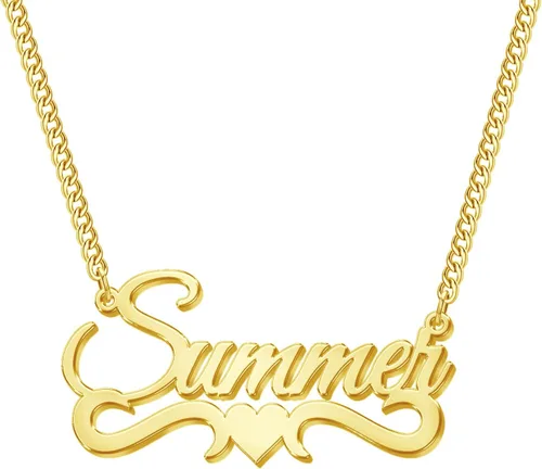 Collar NovGarden con nombre, chapado en oro de 18 quilates, para pareja, dije con nombre, regalo para mujer y hombre