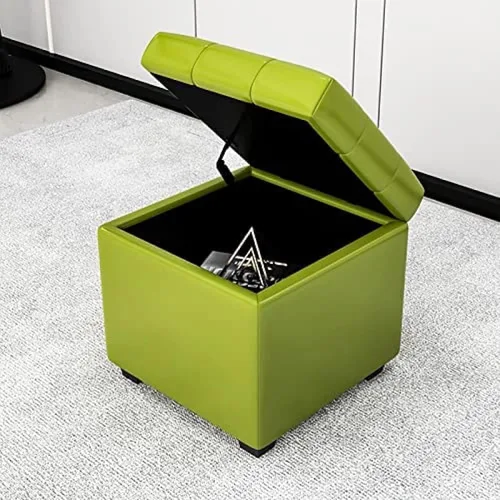 Miniatura 2 de Taburete otomano de almacenamiento, reposapiés otomano de cuero, taburete otomano premium con almacenamiento, taburete de almacenamiento moderno