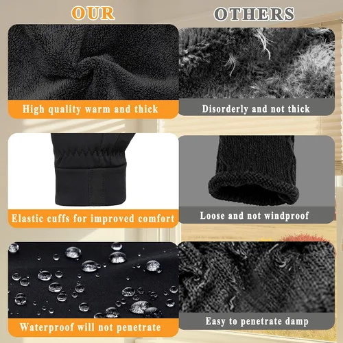 Miniatura 6 de Guantes de invierno de ciclismo para hombres y mujeres, impermeables, con compatibilidad térmica cálida y táctil, guantes de conducción para mujer