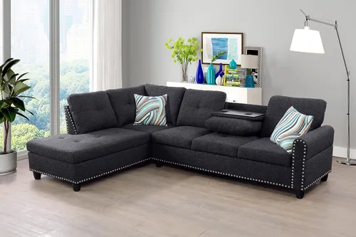 Miniatura 5 de FUOROLA Sofá modular de gran tamaño, sofá modular de cuero con reclinable, sofás seccionales para sala de estar, sofá reclinable de piel sintética