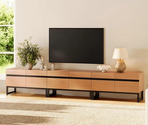Miniatura 18 de WAMPAT Moderno soporte de TV para televisores de hasta 50 pulgadas, consola de TV con centro de entretenimiento con gabinete de almacenamiento