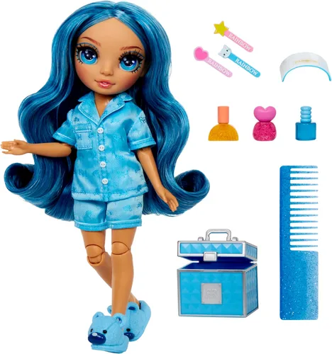 Miniatura 2 de Rainbow High Jr High PJ Party - Skyler, Muñeca de moda posable azul de 9" con enterizo suave, pantuflas, accesorios de juego divertidos, gran