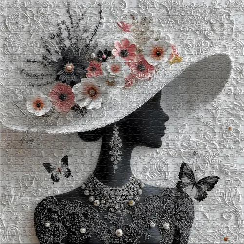Miniatura 2 de Rompecabezas Imposibles para Adultos de 1000 Piezas, PICKFORU Rompecabezas de Musa Floral Dama Elegante, Rompecabezas de Mujer con Flores Hermosas