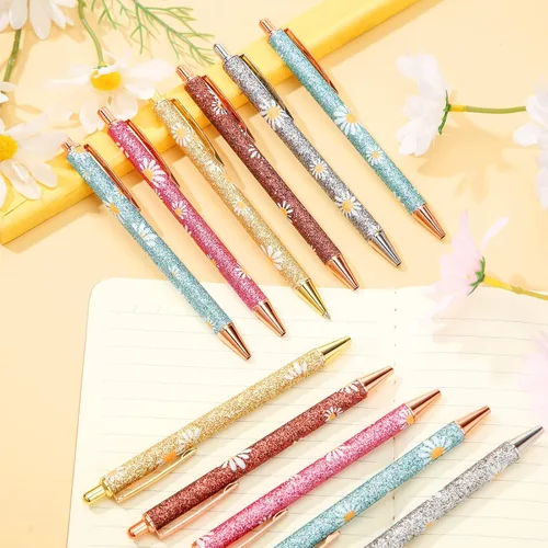 Miniatura 4 de Epakh 11 piezas bolígrafos de lujo para mujer, bolígrafos retráctiles de metal con purpurina brillante y bonitos, tinta negra, punta media de 1.0
