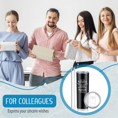 Miniatura 3 de Lallisa 12 juegos de regalos de agradecimiento para hombres y mujeres, taza de viaje de acero inoxidable aislado de 20 onzas, regalos de Navidad