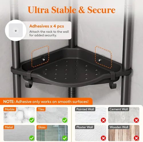 Miniatura 3 de Lifewit Estante de Ducha de 3 Niveles de Pie Esquinero, Estante Organizador de Baño de Plástico para Almacenamiento de Champú, Jabón Corporal, Negro
