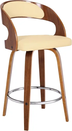 Miniatura 13 de Armen Living Shelly 26" Altura del Asiento Taburete Giratorio de Bar de Estilo Moderno de Mediados del Siglo para Isla de Cocina y Encimera en Cuero
