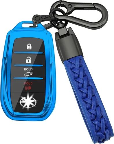 Miniatura 11 de Kirsnda para llavero Toyota, estuche con cadena, Funda protectora de TPU de 360 grados compatible con Venza 2021-2022, RAV4 Prime, Sienna, Land Negro